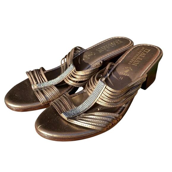 Women's Brand New Italian Shoemakers Open Toe Sandals Italy Sz 11 Block Heels - Picture 1 of 7